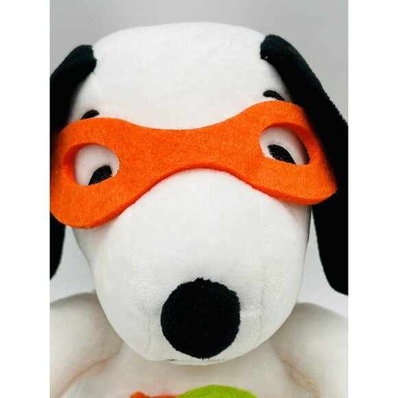 Hallmark Snoopy Halloween Trick or Treat Plush Orange Mask Pumpkin Bag Peanuts - Picture 2 of 8